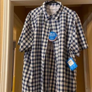 Columbia blue checkerboard fishing shirt